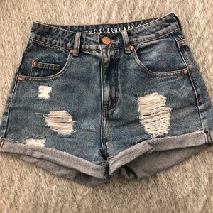 Cotton On High Rise Distressed Denim Shorts